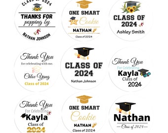 Custom Graduation Stickers / Class of 2024 Stickers / Custom Stickers / Custom Labels / Graduation Parties