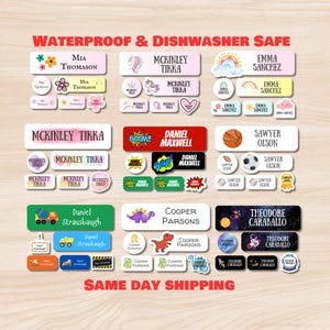 108 Waterproof Daycare Labels – Dishwasher Safe Name Stickers – Personalized School Supply Labels – Custom Name Tags –  Clothing Tag Labels