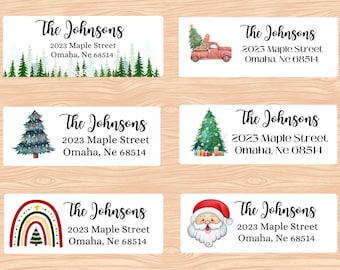 Personalized Christmas Return Address Labels: Watercolor Holiday Tree (Set of 30)