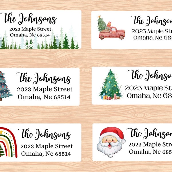 30 Christmas Return Address Labels, Holiday Address Labels, Christmas Tree, Watercolor, Return Address Labels, Personalized, Merry Christmas