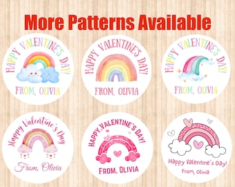 Custom Valentine's Day Stickers: Rainbow Classroom Labels