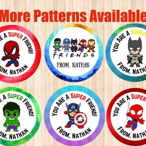 Personalized Superhero Valentine&#39;s Day Stickers: School Classroom Labels