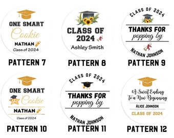 Personalized Graduation Stickers: Class of 2024 Party Favors