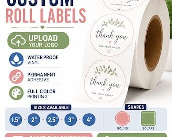 Custom Roll Labels, Waterproof Logo Stickers, Round Square Packaging Business