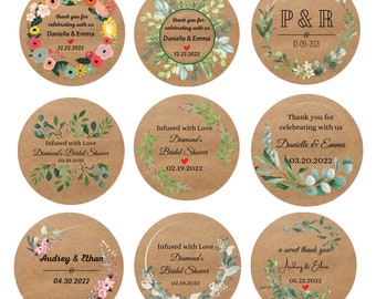 Stickers personnalisés /Étiquettes kraft personnalisées / Stickers de remerciement / Baby Shower / Mariage / Anniversaire / Shower nuptiale / EVJF / Cadeau / Affaires