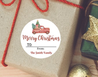 Custom Merry Christmas Stickers, Personalized Gift Labels