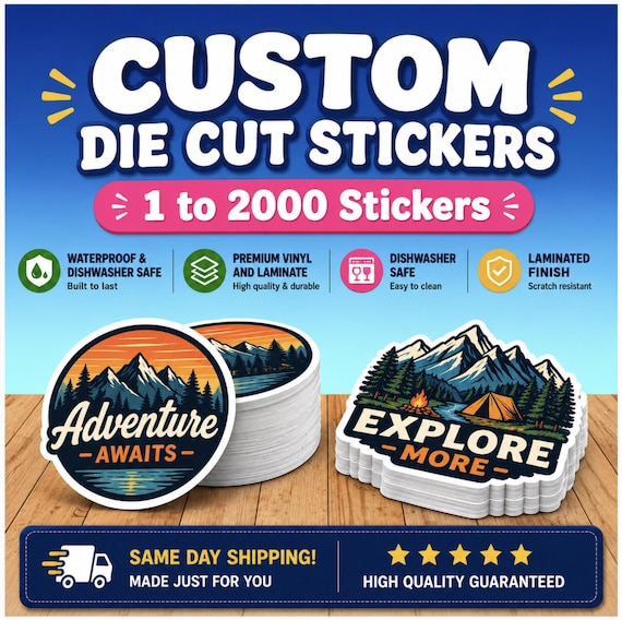 Custom Diecut Stickers – Waterproof, Dishwasher Safe, Vinyl Labels