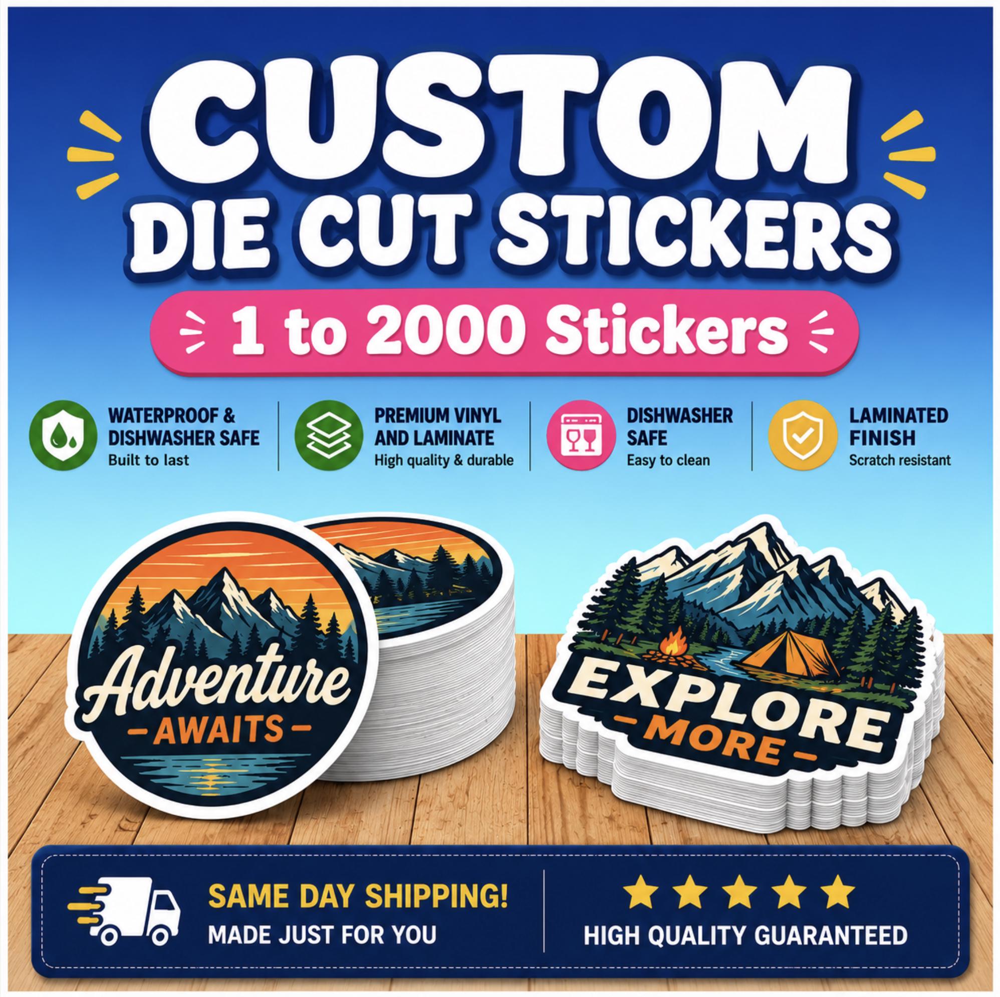 Custom Diecut Stickers – Waterproof, Dishwasher Safe, Vinyl Labels