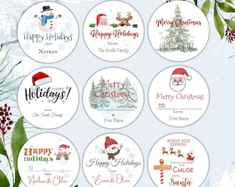 Custom Christmas Stickers / Gifts /  Happy Holidays Stickers / Merry Christmas Labels / Personalized gift Stickers