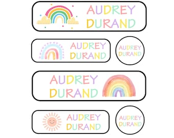 Rainbow Name Labels | School Supply Stickers | Waterproof Labels | Personalized Name Labels | Dishwasher Safe | Daycare | Camp Skinny Decals