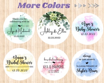 Custom Watercolor Stickers / Custom Labels / Thank You / Baby Shower / Wedding / Birthday / Bridal Shower / Bachelorette / Favor/ Business