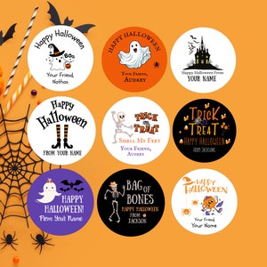 Custom Halloween Stickers / Candy / Halloween Stickers / Pumpkin / Trick or Treat Stickers / Happy Halloween Labels / Treat Bag Stickers