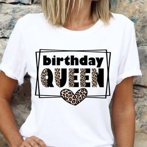 Rainha do Aniversário do Leopardo Svg | Aniversário da chita SVG | Camisa Svg da menina do aniversário | Aniversario Menina Png Design | Arquivo de corte da rainha do aniversário | Cricut