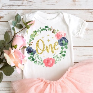 Couronne d'anniversaire d'un an PNG | Conception florale pour le 1er anniversaire | Téléchargement | Premier anniversaire | Téléchargement instantané | Cricut | Silhouette