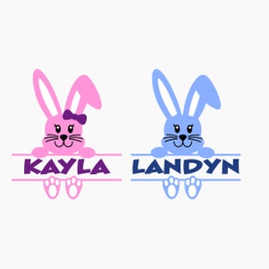 Hase Name Rahmen SVG | Osterhase SVG | Hase mit Schleife SVG | Hasenohren SVG | Ostern Split SVG |Digitaler Download | Cricut
