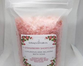 Luxury Bath Salts ~Bath Soak~ Bath Soak~Relaxing Bath Salt~ Natural Bath Salts~Spa Bath Strawberry Shortcake