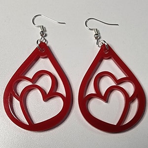 Boucles d&#39;oreilles double cœur