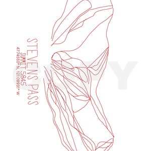 Mapa de esquí de Stevens Pass - arte de descarga digital