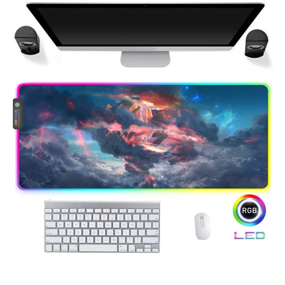 RGB Gaming Mouse Pad Desk Mat Led Mousepad Artwork Tornado Etsy