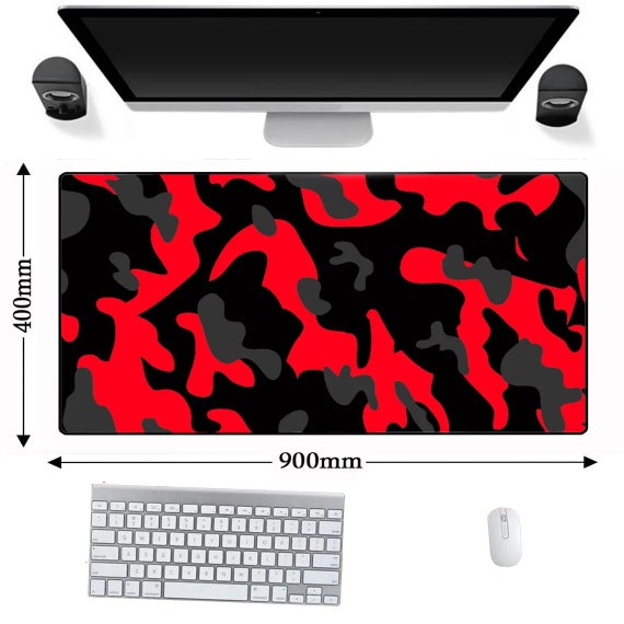 XXL Mousepad Gaming 900x400mm Design Camo Camouflage Red Black E