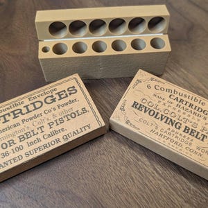 Premium Paper Cartridge Box, .36 Caliber, Vintage Style with Flip-Top Lid and Storage for Percussion Caps, for "Navy" Black Powder Revolvers