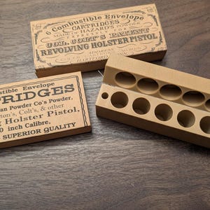 Premium Paper Cartridge Box, .44 Caliber, Vintage Style with Flip-Top Lid and Storage for Percussion Caps, for "Army" Black Powder Revolvers