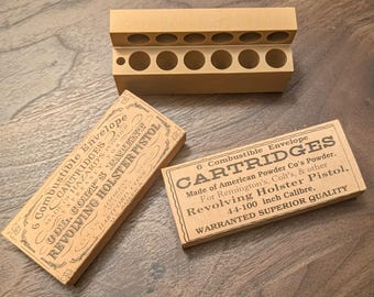 Premium Paper Cartridge Box, .44 Caliber, Vintage Style with Flip-Top Lid and Storage for Percussion Caps, for "Army" Black Powder Revolvers