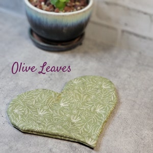 Heart shaped Weighted Eye Pillow Hot/Cold Aromatherapy options Flaxseed, Lavender Flowers, Peppermint Leaves, Rice, or Unscented Olive Leaves