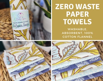 Eco-Friendly Paper Towel, Reusable & Sustainable Cotton Towels, Paper Towel Replacement, Zero Waste Vintage Flowers