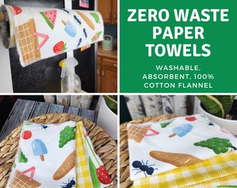 Eco-Friendly Paper Towel, Reusable & Sustainable Cotton Towels, Paper Towel Replacement, Zero Waste Picnic and Fruit