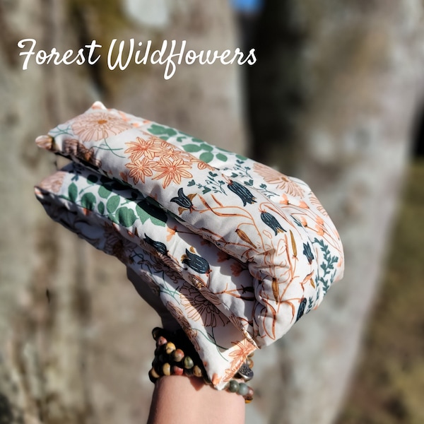 Hot/Cold Weighted Neck Wrap Aromatherapy Organic Flaxseed, Rice, Peppermint Leaves, Lavender Flowers, or Unscented. 100% Cotton