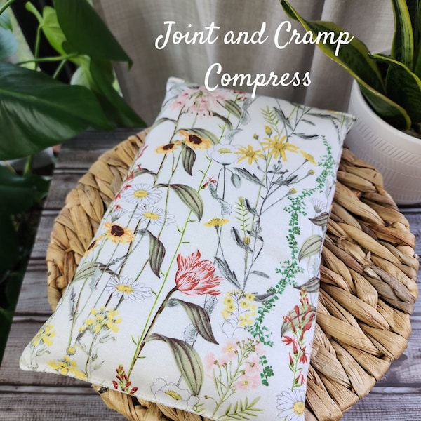 Aromatherapy Heatable Joint and Cramp Compress- Naturally Scented Lavender Flowers/Peppermint Leaves, Flaxseed or Rice Heat Pack