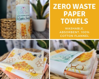 Eco-Friendly Paper Towel, Reusable & Sustainable Cotton Towels, Paper Towel Replacement, Zero Waste BumbleBees