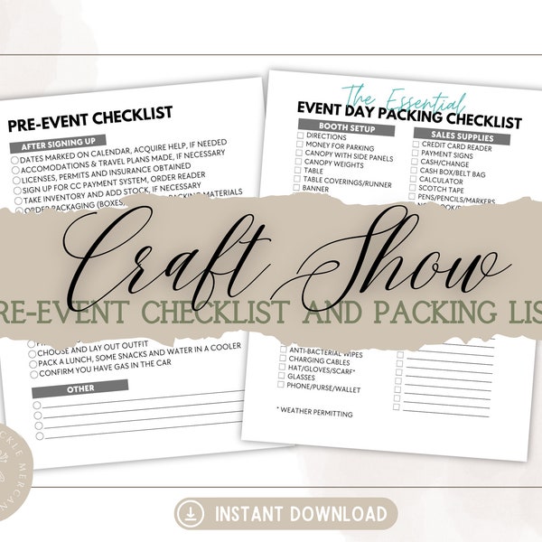 Printable Craft Show To Do List & Packing Guide, Craft Fair Templates, Handmade Business Vendor Event Checklist, Craft Show Printable List