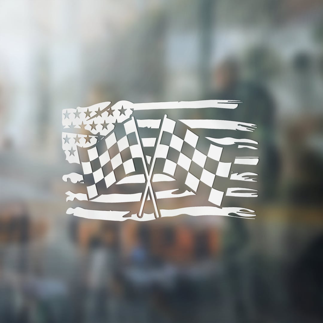 Checkered & American Flag Premium Vinyl Decal - Etsy