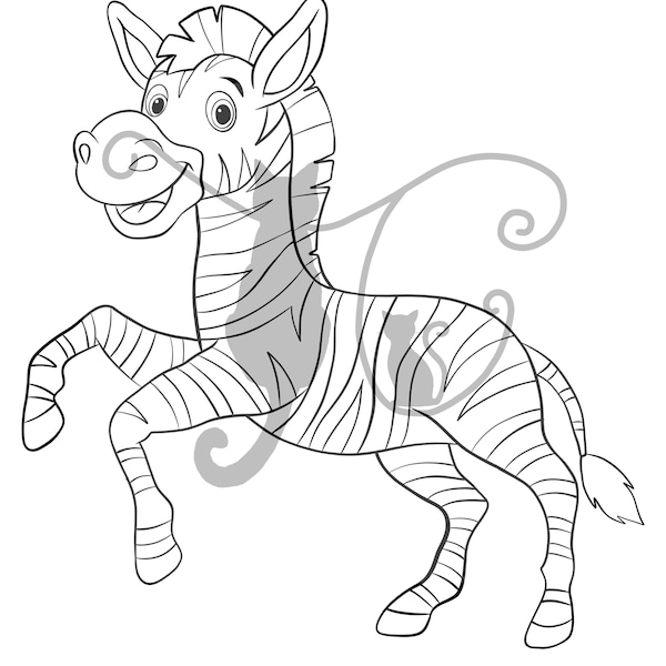 Zebra Kid's Coloring Page 8x10