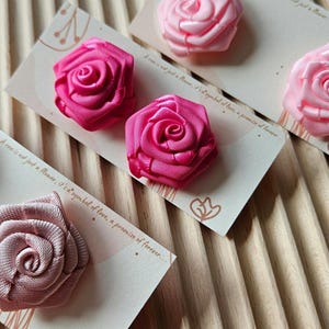 Earrings studs Elegant Satin Rose, Chic accessories, lightweight Fashion Earrings, bridesmaids jewelry, modern floral studs for women