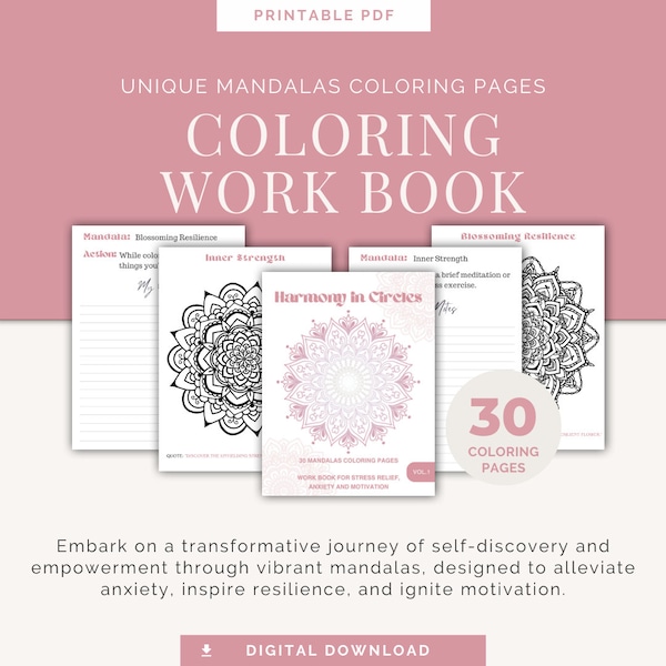 Empowerment Mandala Coloring Book for Anxiety Relief, Stress Reduction, and Motivation, Work book on self improvement, achievements