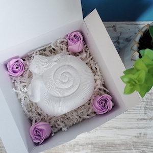 Mermaid Snail Figurine: Plaster Nautical Decor, Sailor Gift