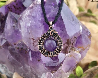 Woven Amethyst Pendant | Hand-Wrapped