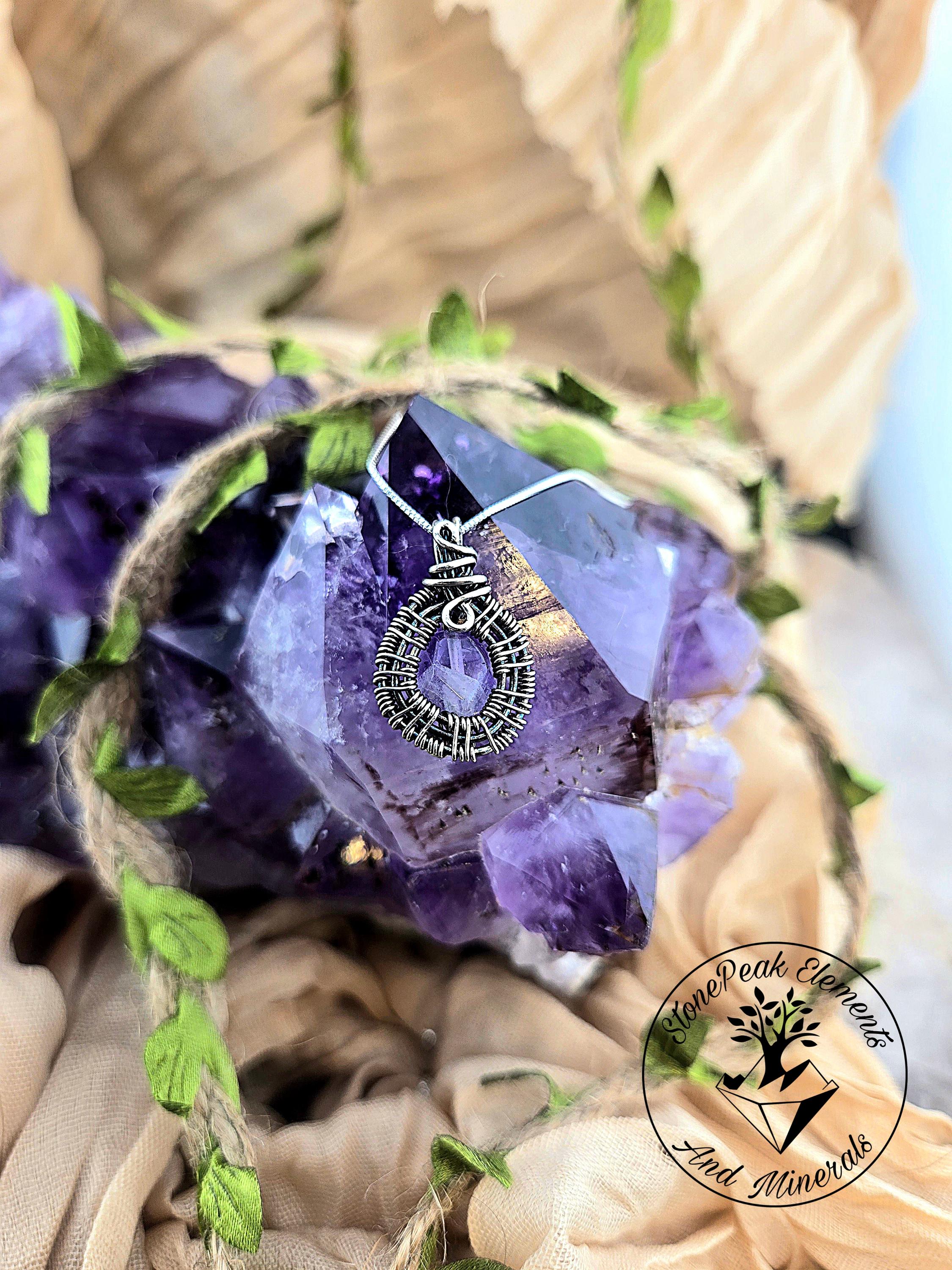 Woven Amethyst Pendant | Hand-wrapped Sterling Silver - Etsy