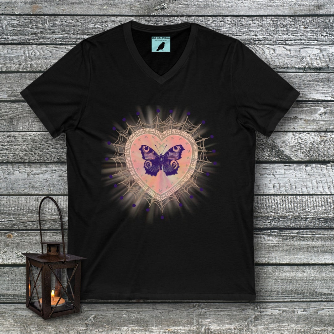 Moth Love Heart Web Insect Radiant V-neck Tee for Women - Etsy