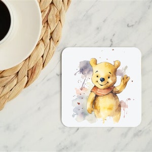 Winnie The Pooh Coffee Coaster Set of 4, Disney Home Decor,Pooh Bear Gift, Housewarming Gift, Coffee Lover Gift