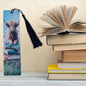 Animal Lover Gift Bookmark, Highland Cow Theme, Metal Page Marker, Bookworm Gift, Reading Companion