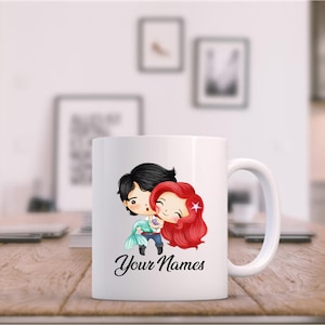 Disney Princess and Prince Coffee Mugs, Couples Mug Set, Fairy Tale Theme Gift for Disney Fans