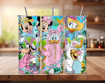 Vaso de Pascua de acero inoxidable con temática de Disney y conejito de Pascua
