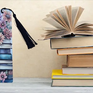 Floral Bookstack Bookmark, Botanical Page Marker, Flower Book Lover Gift, Bookworm Gift, Reading Accessories