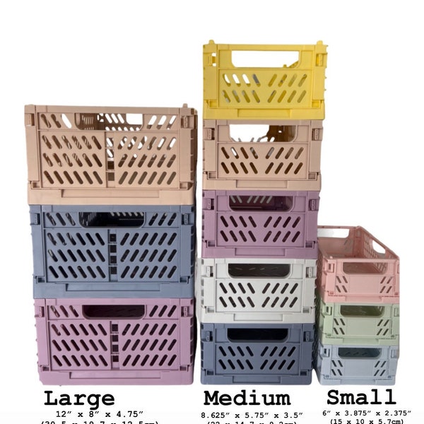 Stackable crates, Pastel foldable storage, Mini colorful crates, Desk makeup organizer, Cabinetry storage, Washi tape, Teachers gifts