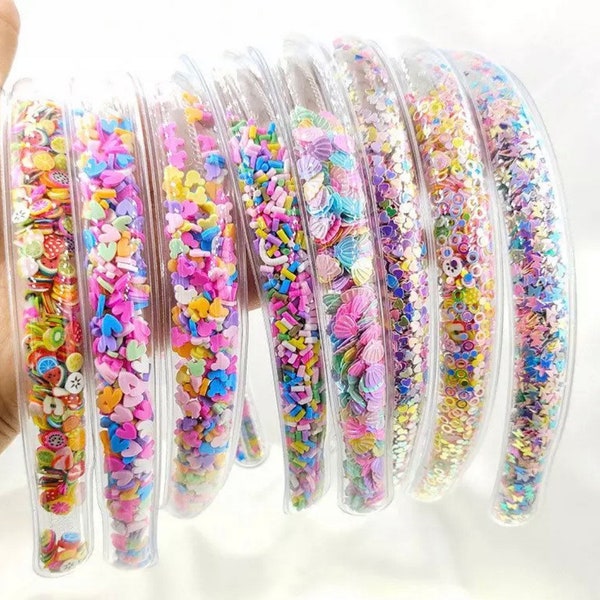 Bandeaux transparents, serre-tête shaker confettis, cadeau d'anniversaire pour fille, serre-tête pour la rentrée, serre-tête shaker, accessoire pour cheveux, cheveux amusants