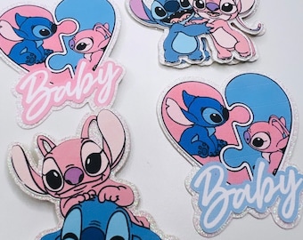 Stitch and Angel treat toppers custom